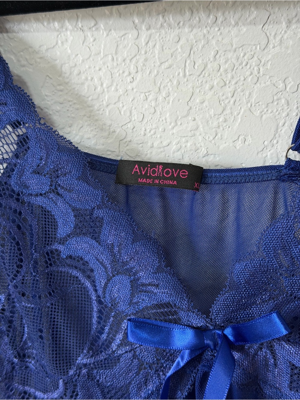 Royal Blue Lace Trim Chemise - Delicate Babydoll Nightwear - Picture 6 of 6